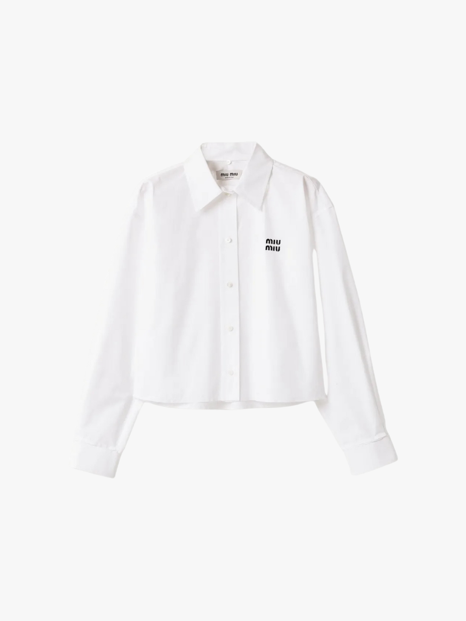 Miu Miu Poplin Shirt with Embroidered Logo White Women