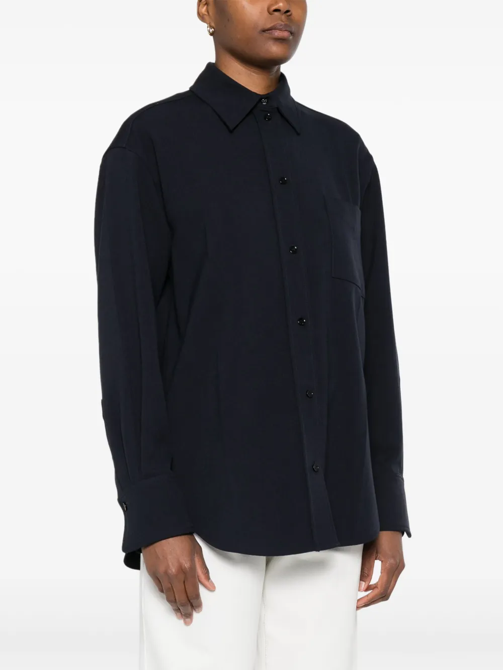 Victoria Beckham Klassisches Jerseyhemd Marineblau Damen