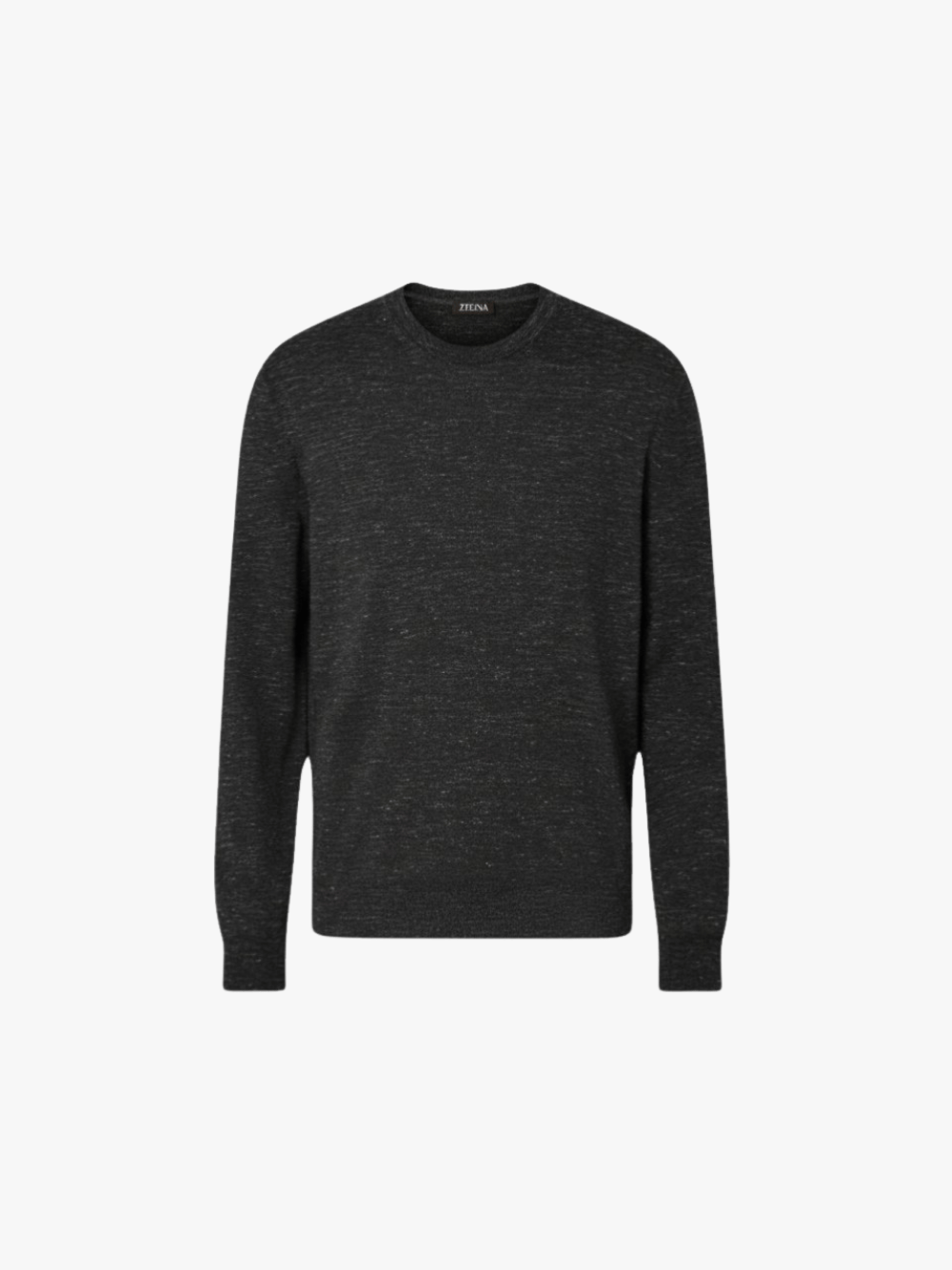 Zegna Rundhalspullover Meliertes Dunkelgrau Herren