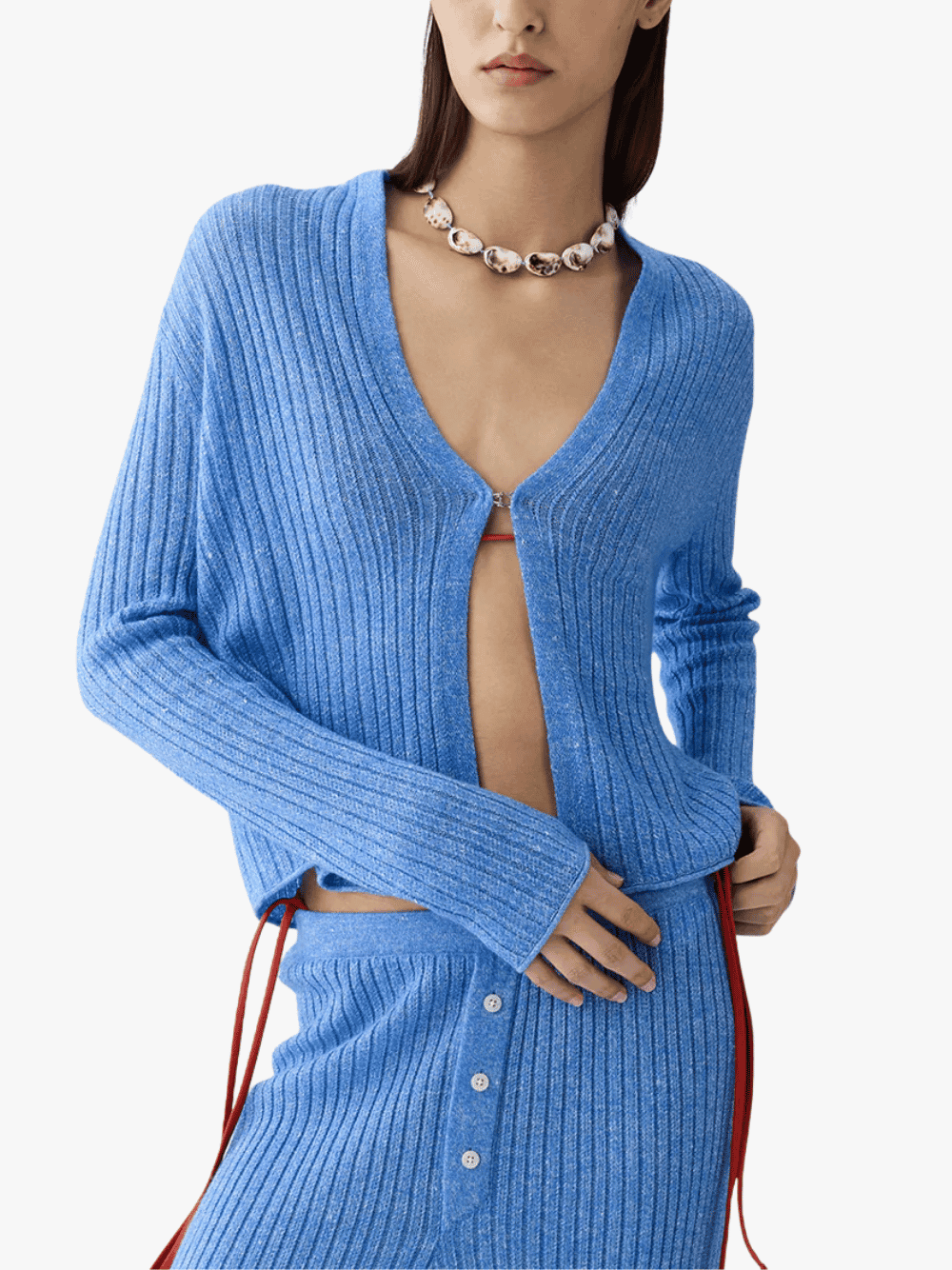 Guest In Residence Rib Stealth Cardigan Delft Blue Strickjacke Damen