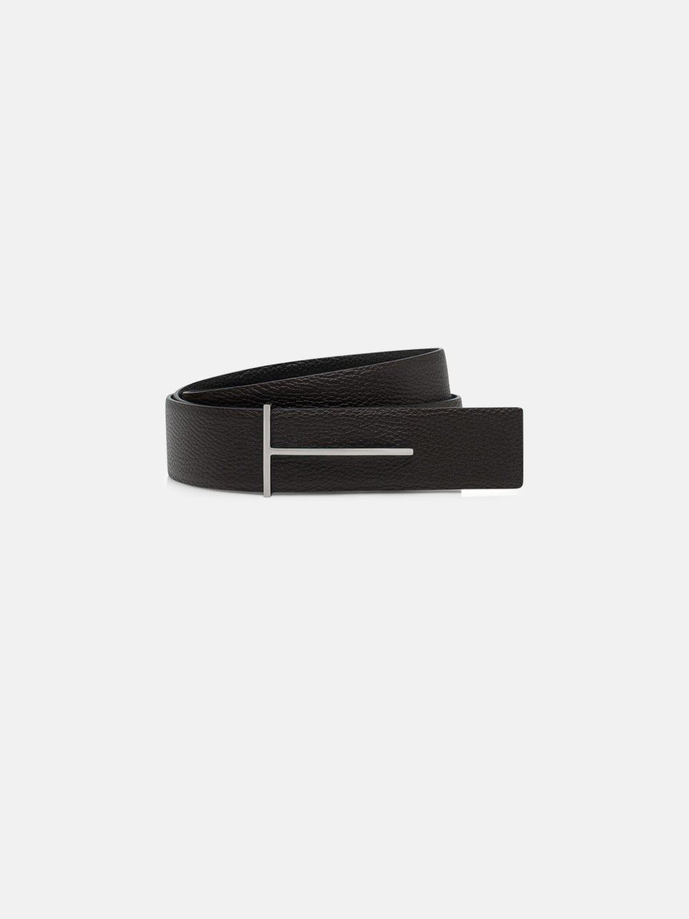 Tom Ford Grain Leather Slim T Reversible Belt Genarbter Leder‑Gürtel Braun/Schwarz Unisex