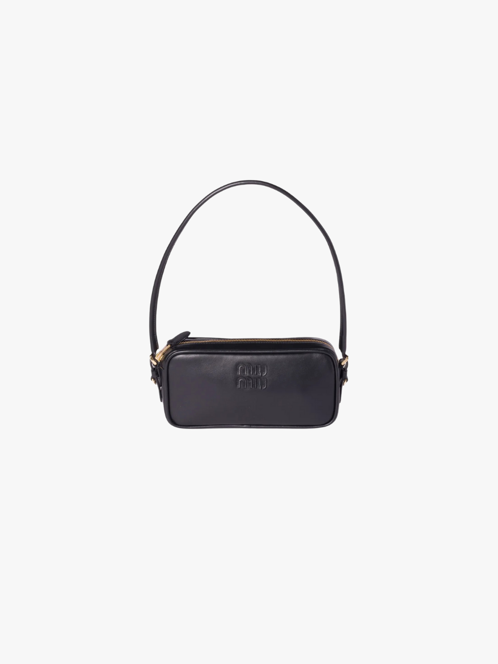 Miu Miu Pouch Bag with Logo in Leather Black Women
