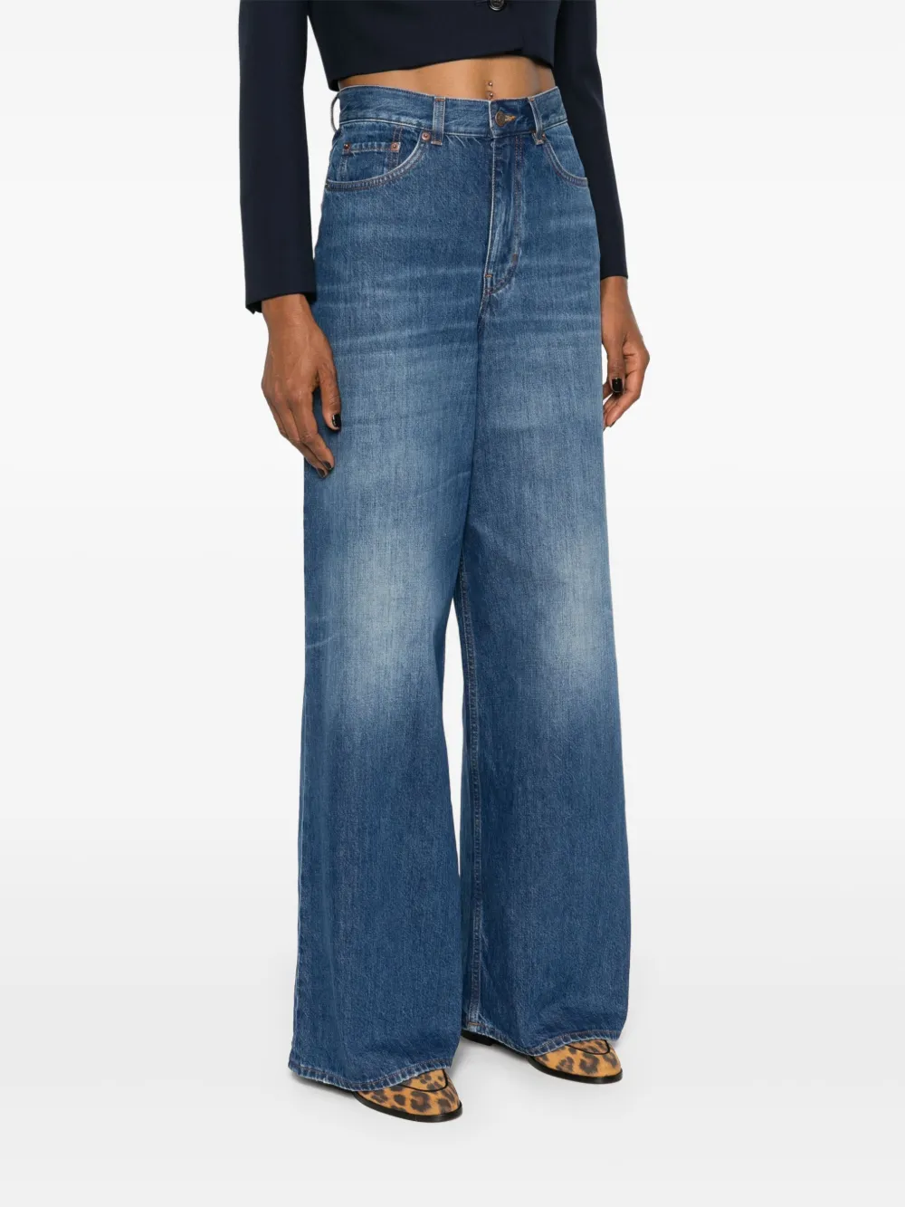 Chloé Weite High-Rise-Jeans Blau Damen