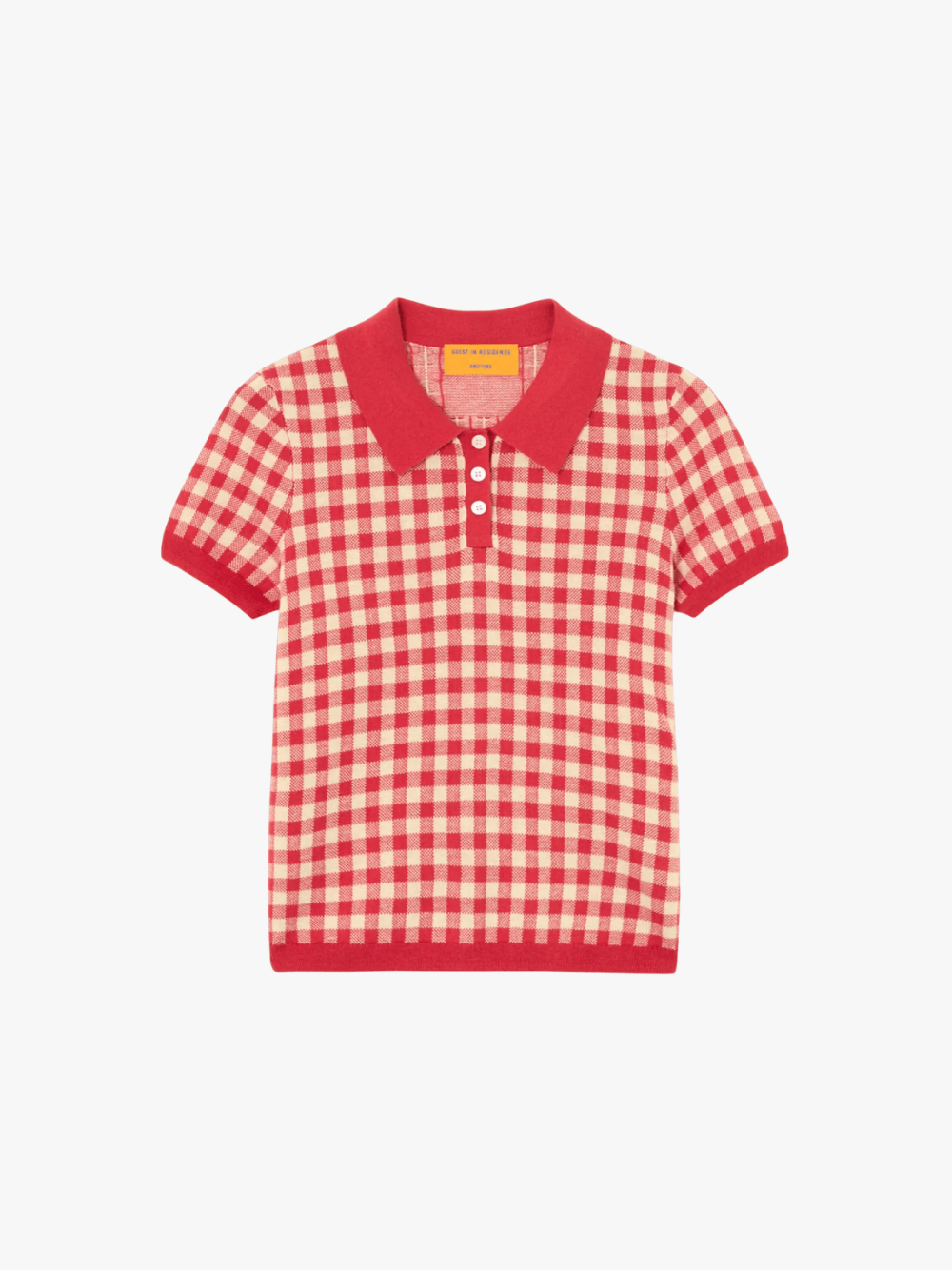 Guest in Residence Gingham Shrunken Polo Scarlet/Mist Damen