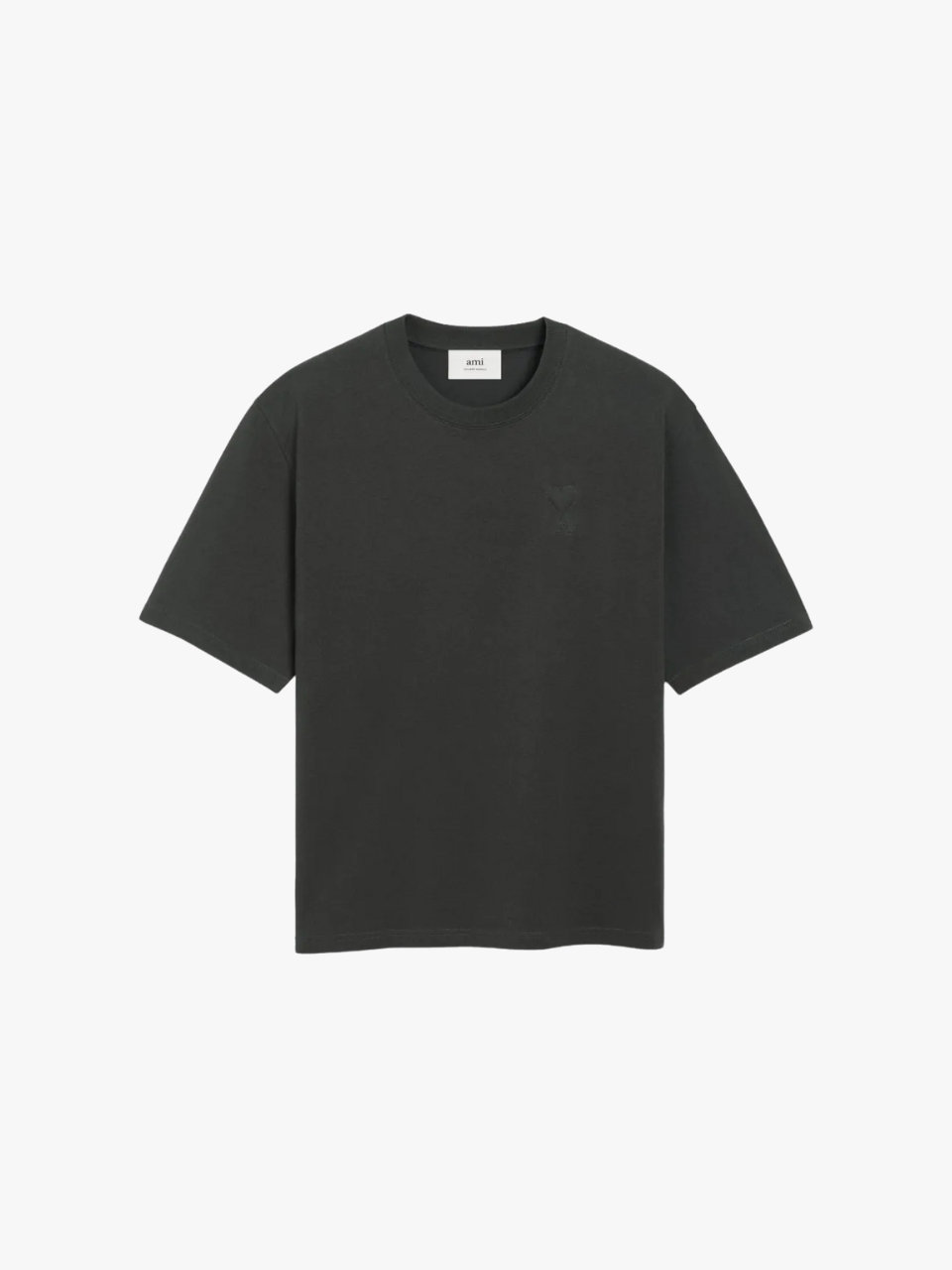 AMI Paris Baumwoll-T-Shirt mit Herzprägung Grau Herren