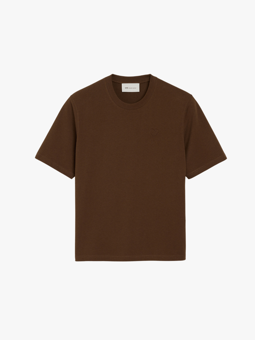 Chocolate Brown Cotton T-Shirt with Embossed Ami de Coeur