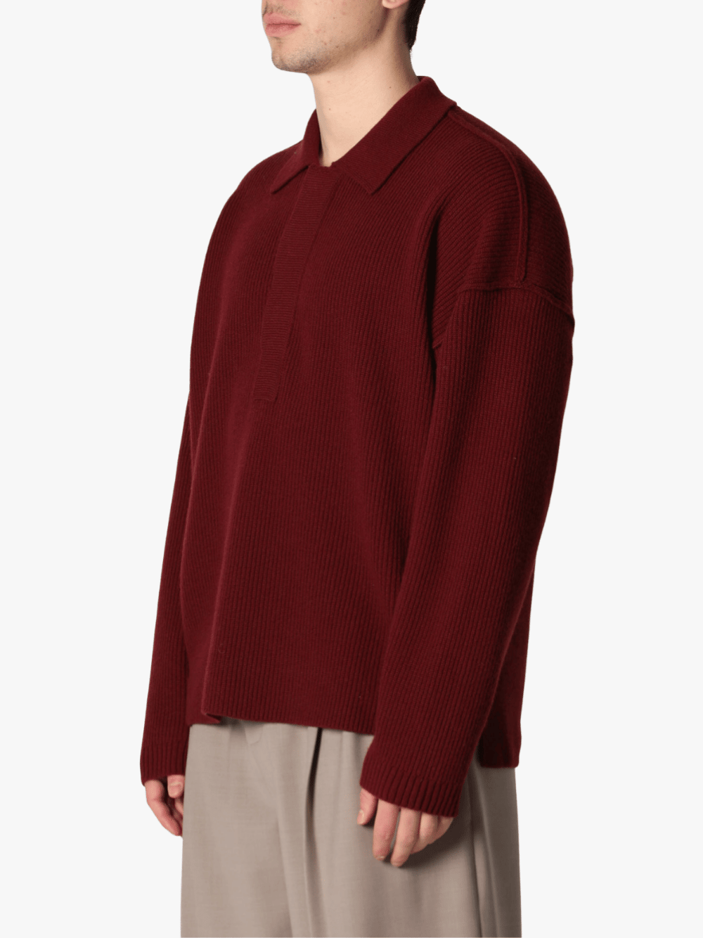 Roberto Collina Polo Collar Knitted Sweater Dark Red Men