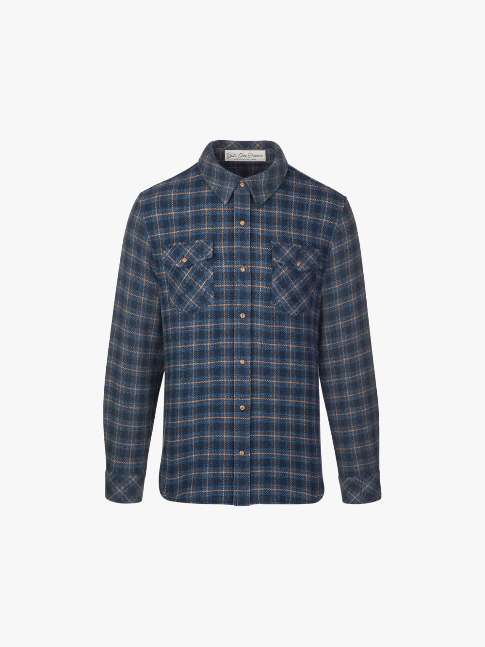 God's True Cashmere Rugged Explorer Plaid Cashmere Shirt Midnight Blue Men