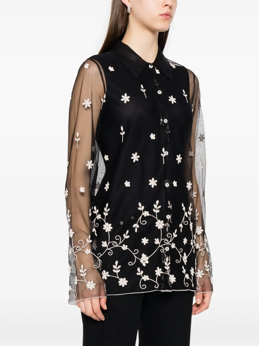 TOTEME shirt with floral embroidery black women
