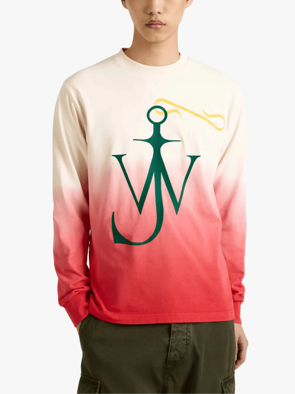 J.W.Anderson Dip Dye Anchor Off‑White & Rot Langarmshirt Damen