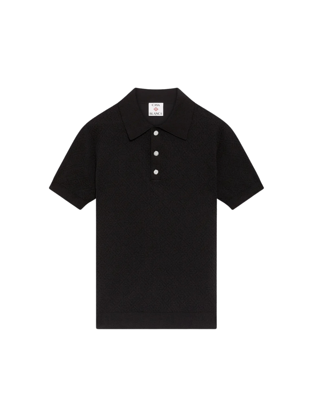 Casablanca Pointelle Monogramm Kurzarm Poloshirt Schwarz Herren