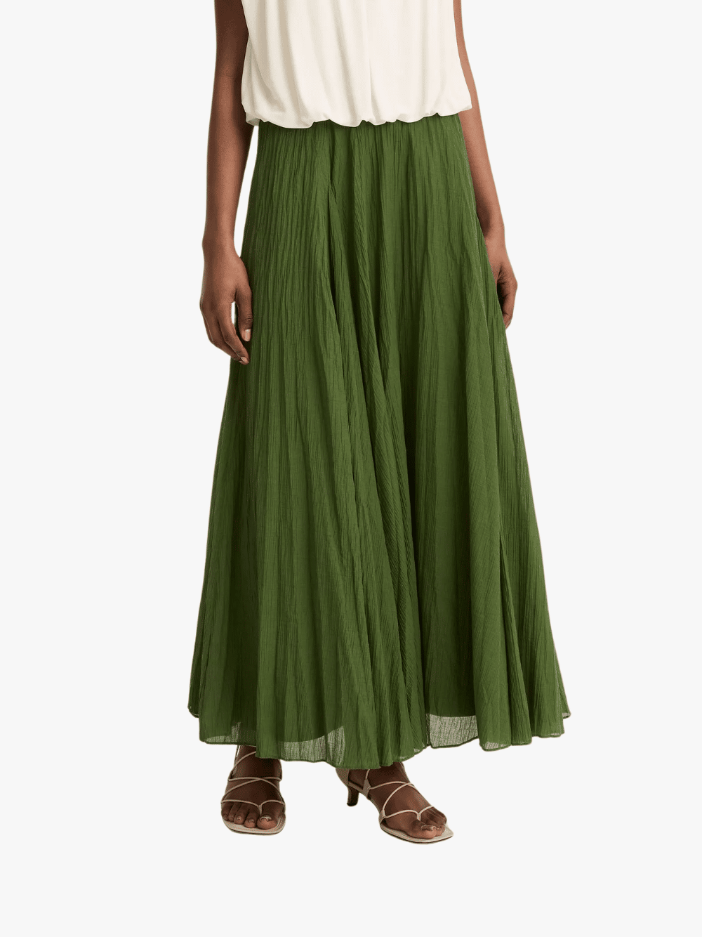 Vince Crinkled Plissé Cotton-Blend Maxi Skirt Herb Damen