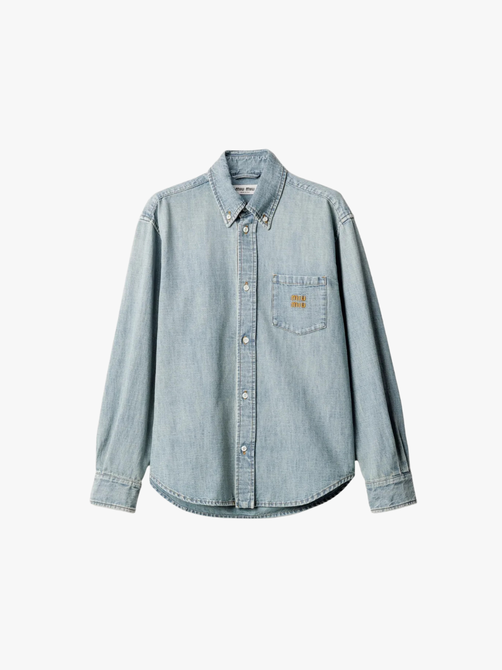 Miu Miu Hemd mit Logo-Stickerei Hellblau Damen