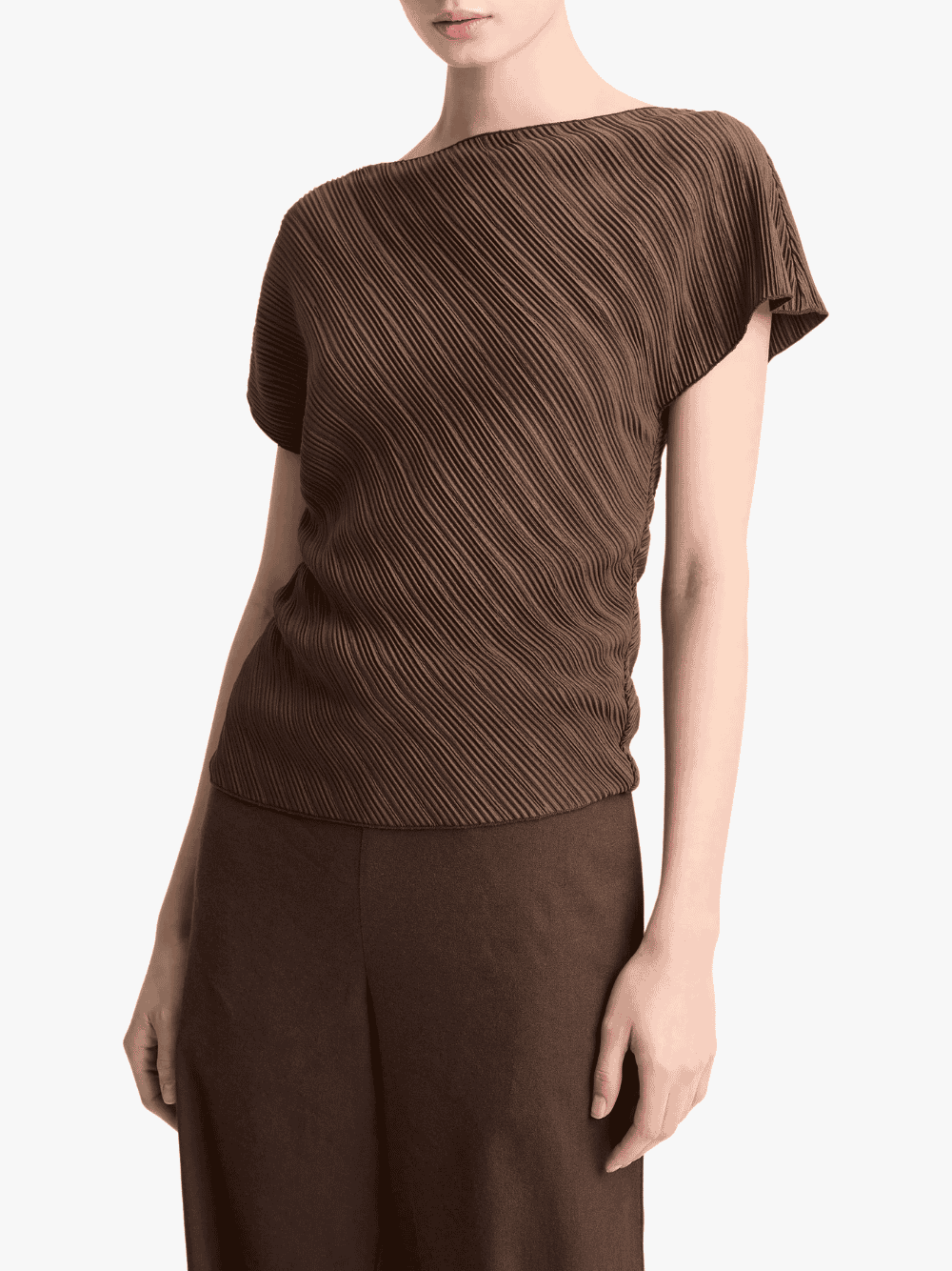 Vince Diagonal Pleated Top Clove Damen