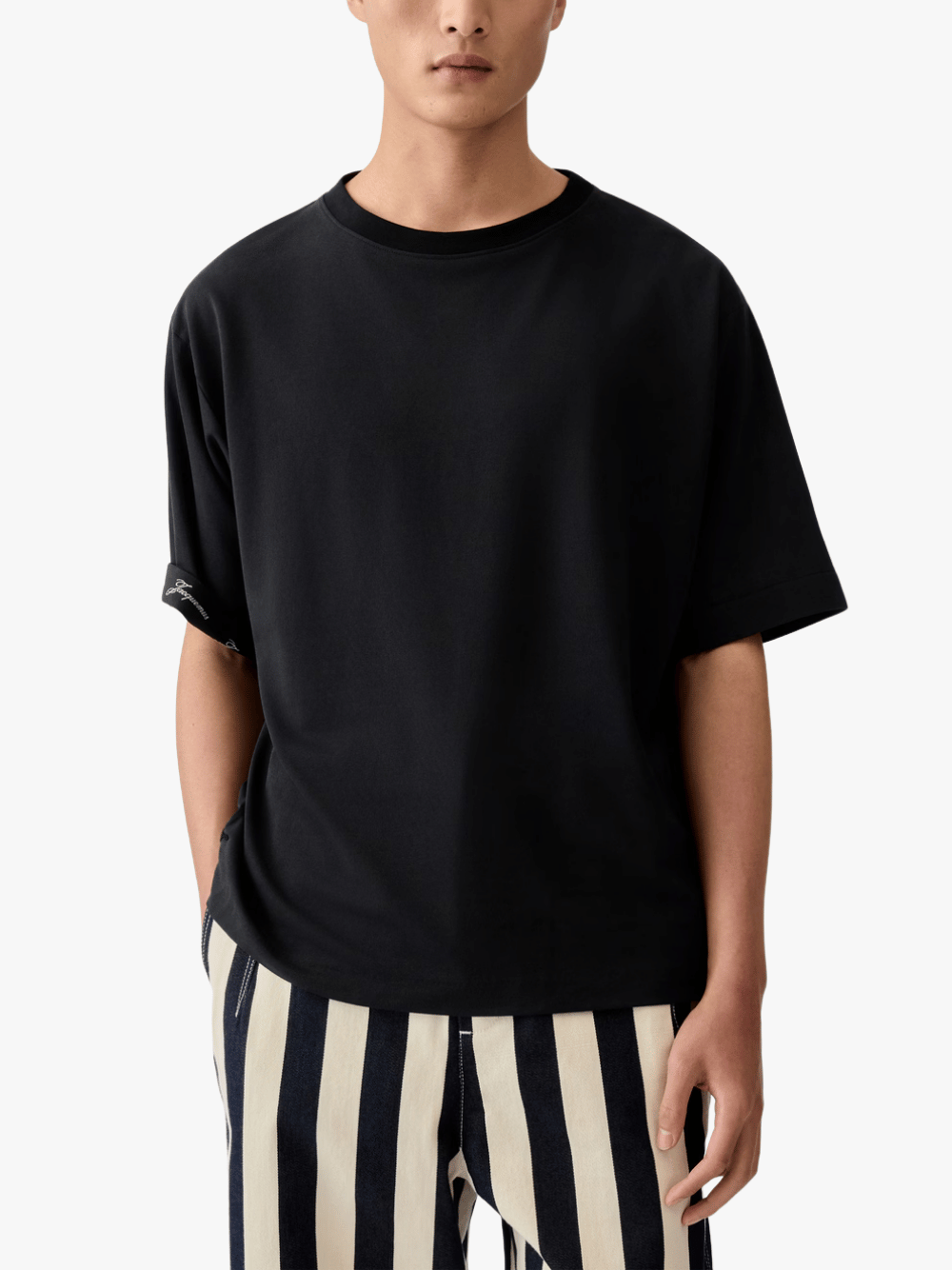 Jacquemus Das Rond Carré T-Shirt mit kurzen Ärmeln Schwarz Herren