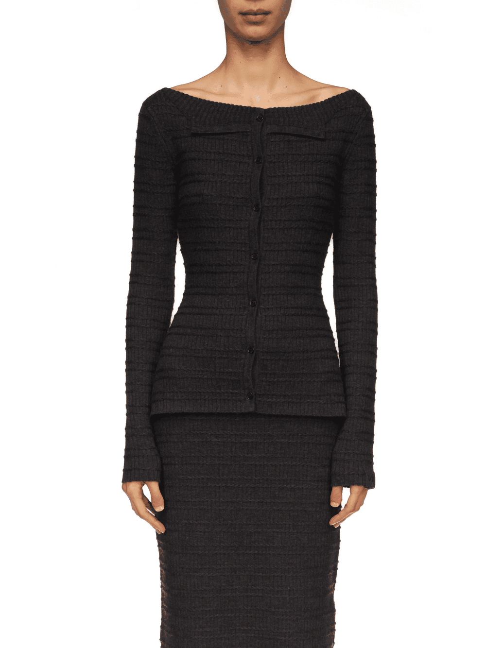 Victoria Beckham Folded Detail Cardigan Dunkelgrau Damen