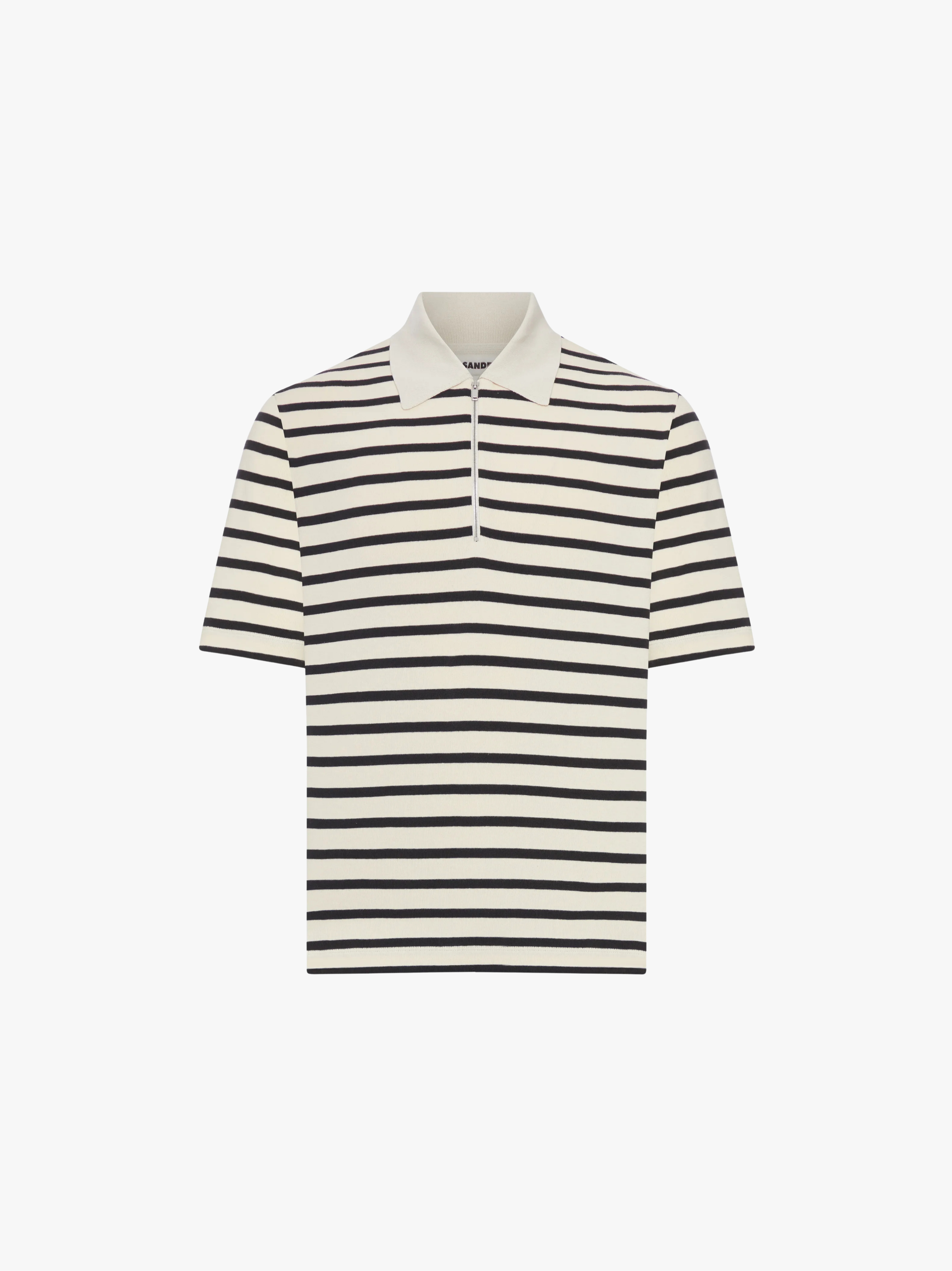 Jil Sander Gestreiftes Poloshirt mit Reißverschluss Beige/Navy Herren