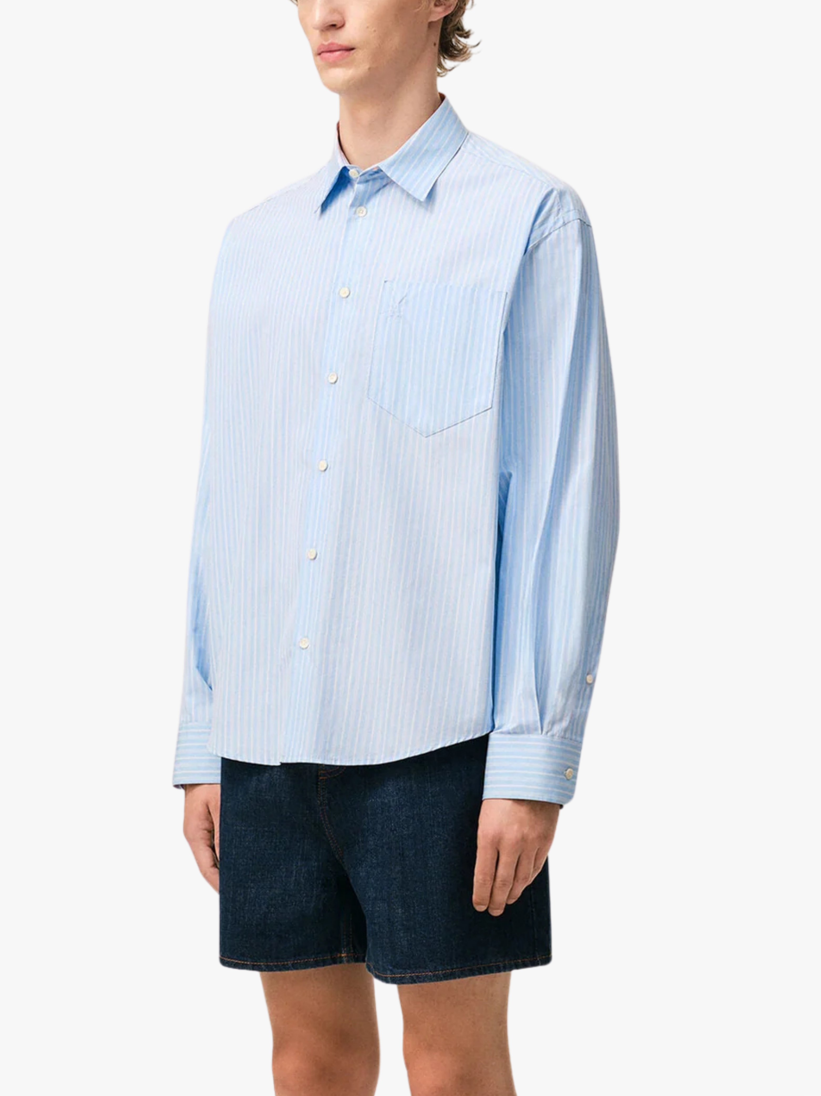 Ami Paris Blue Long Sleeve Ami de Coeur Boxy Shirt Men