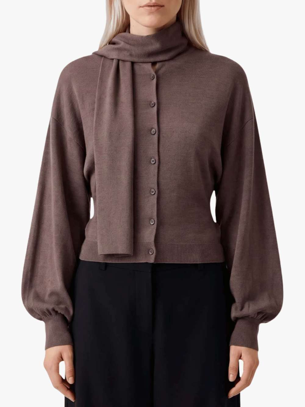 Jacquemus Losange Cardigan with Scarf Brown Women's