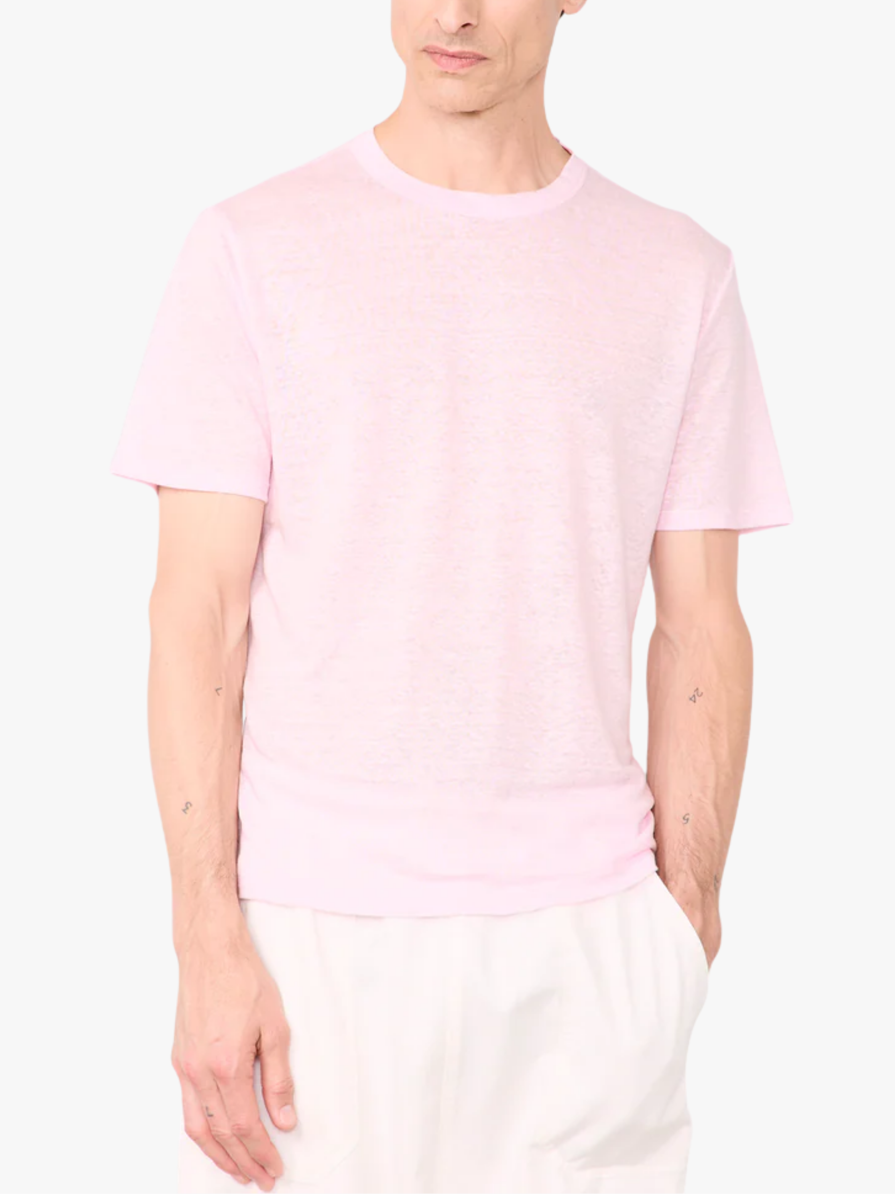 Officine Générale Garment Linen T-Shirt Pink Pastel Men