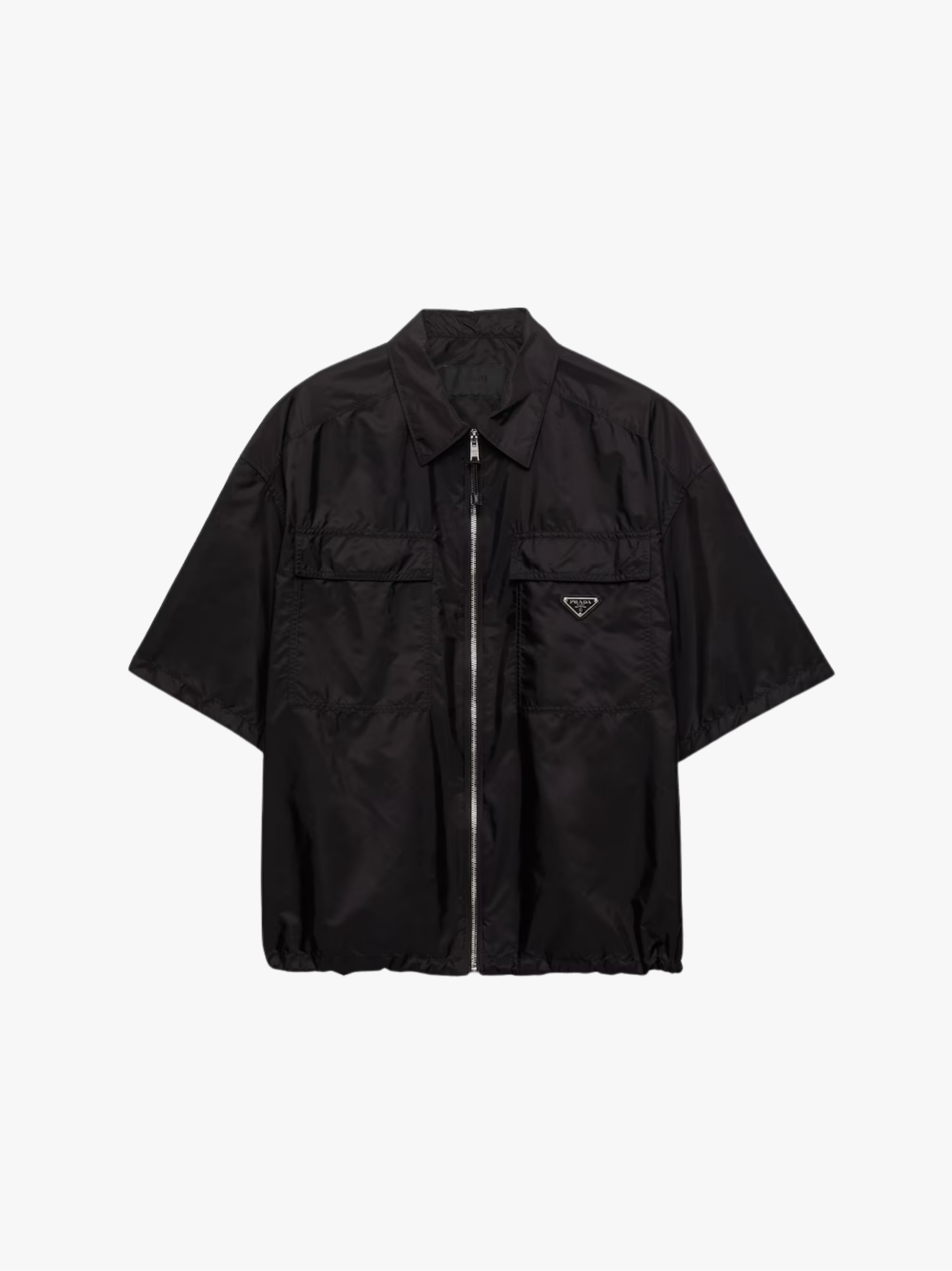 Prada Kurzärmliges Hemd aus leichtem Re‑Nylon Schwarz Herren