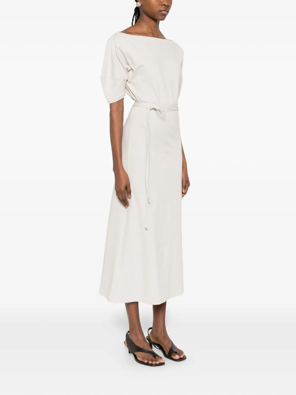 Lemaire Pearl Off-Shoulder Dress in Heavy Cotton-Linen Jersey Women