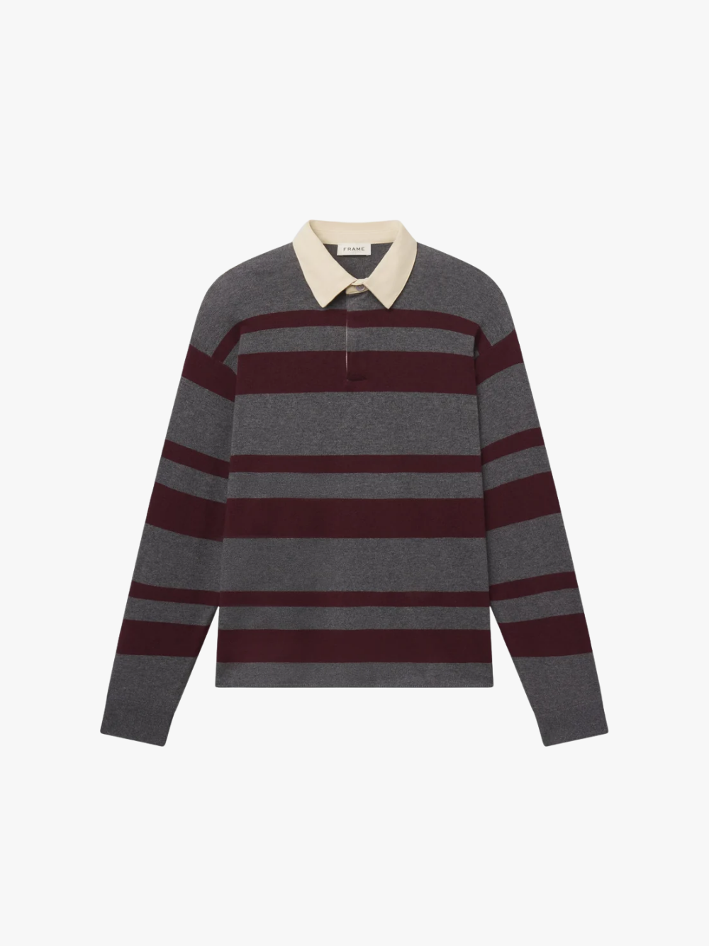 Frame Rugby Polo Sweater Grey/Burgundy Stripe Grau/Dunkelrot Herren