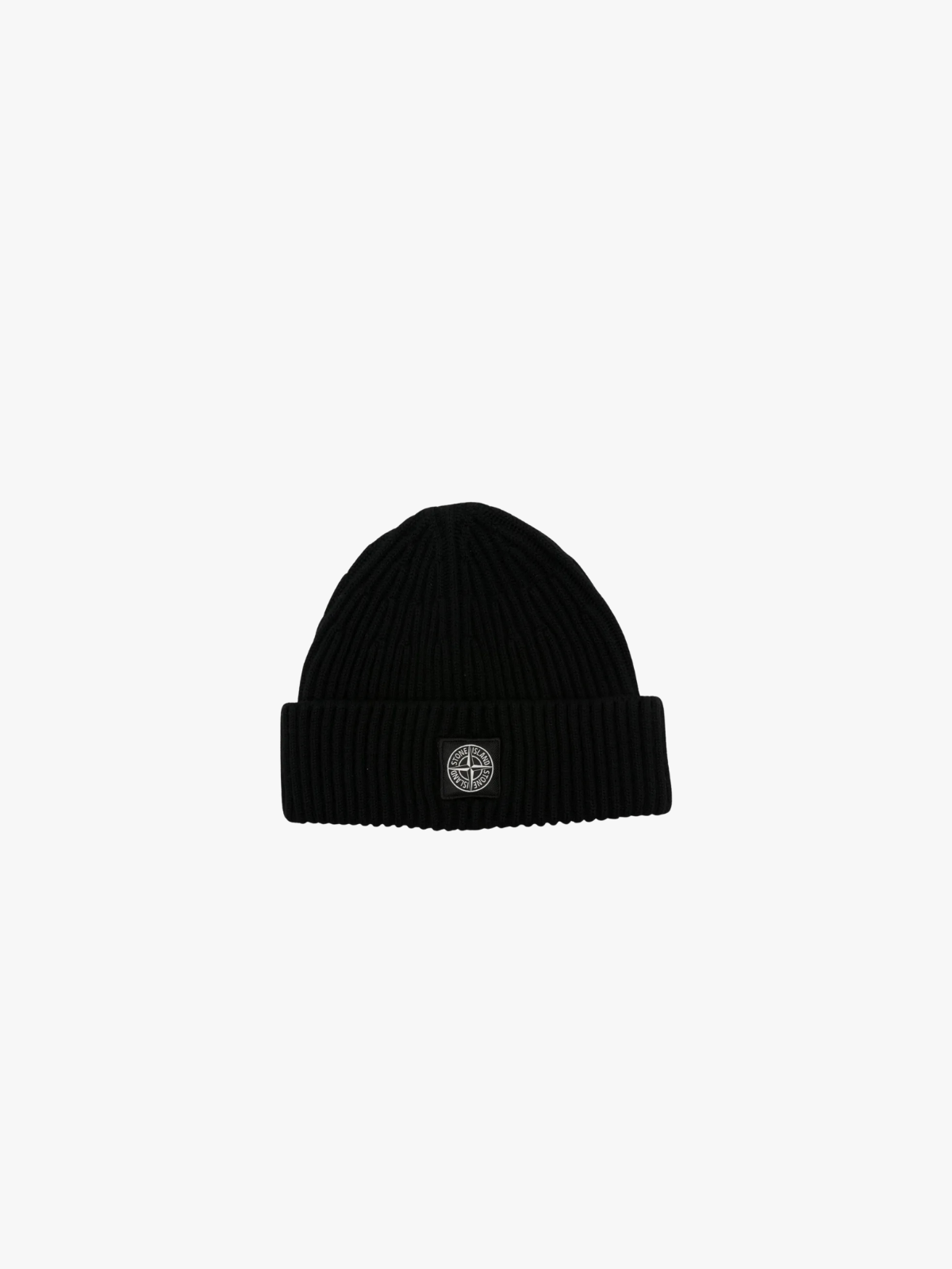 Stone Island Ribbed Beanie with Logo Black Men