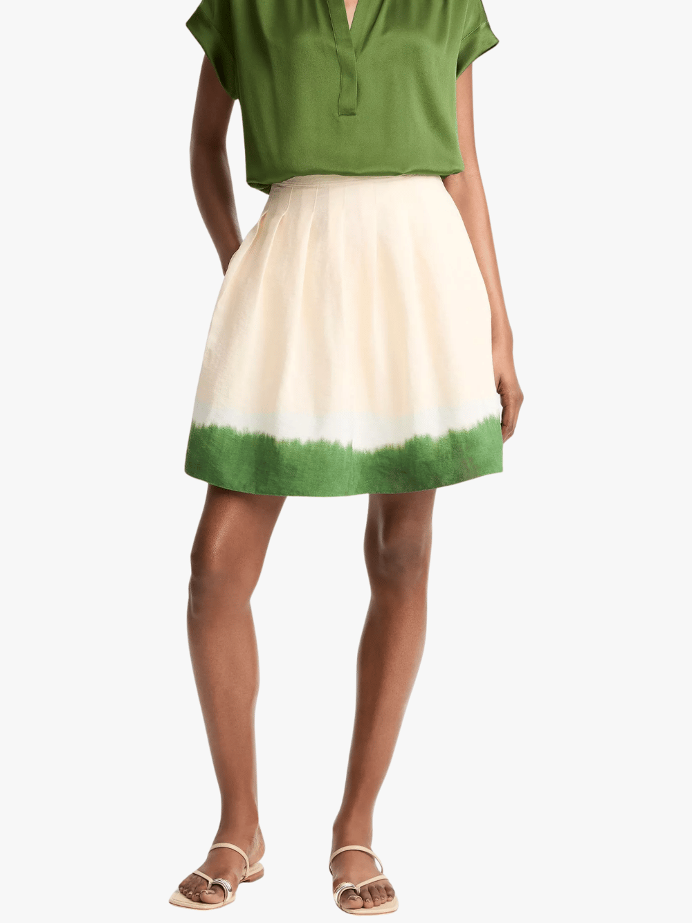 Vince Dip-Dye Pleated Creme Damen Rock