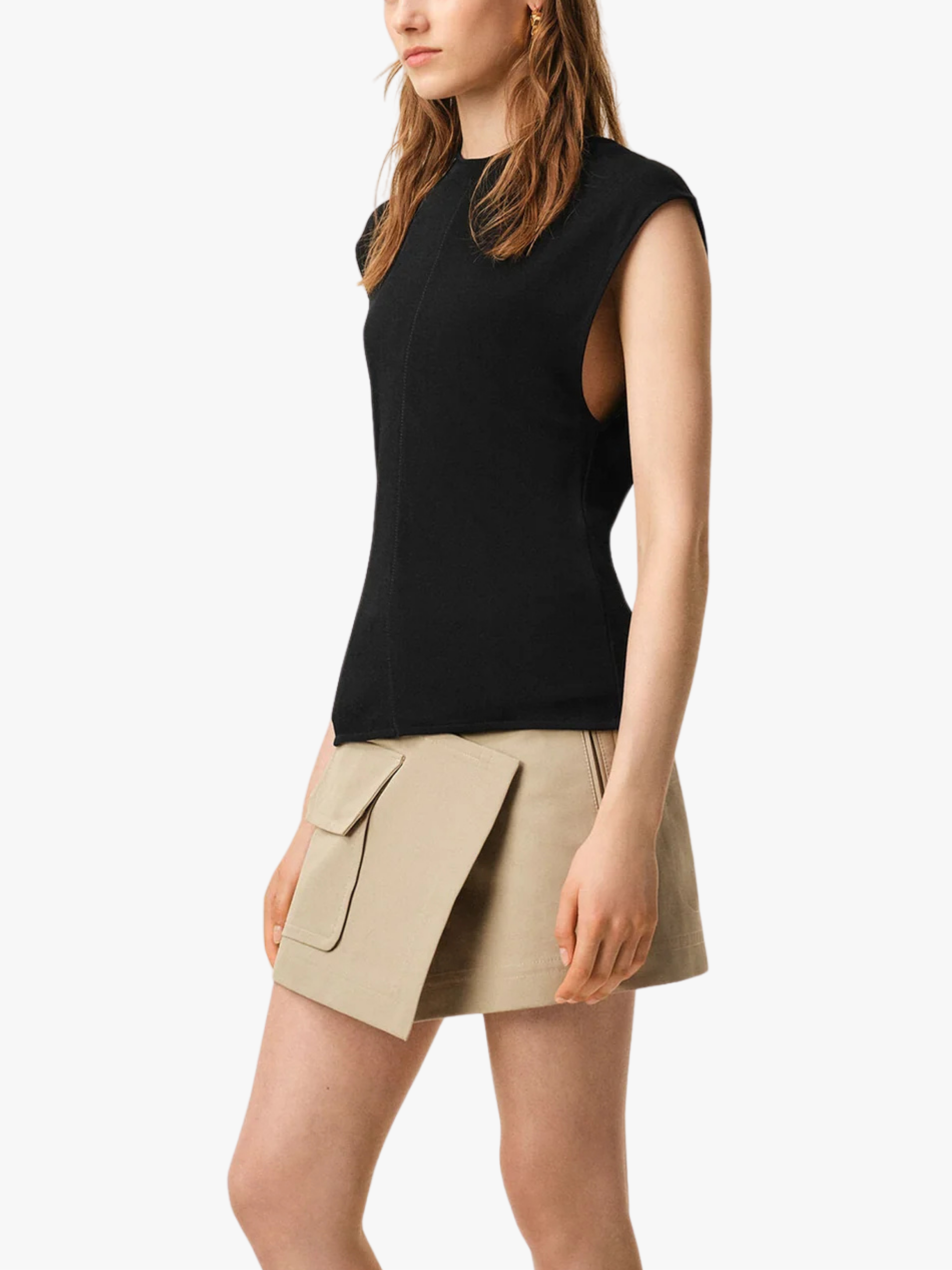 Ami Paris Sleeveless Fitted Top Schwarz Damen