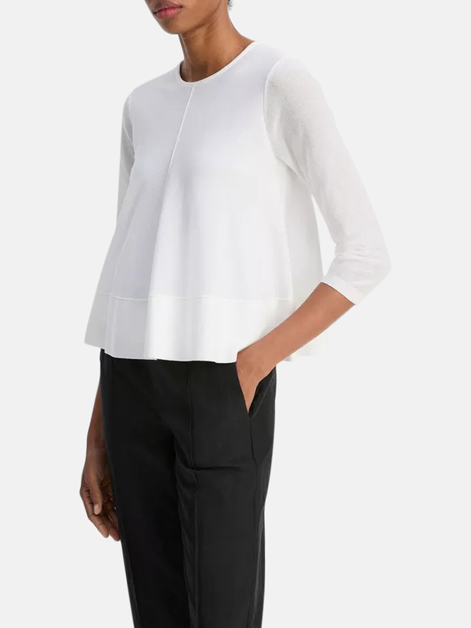 Vince Pullover aus italienischer Baumwollmischung in A-Linie Off White Damen