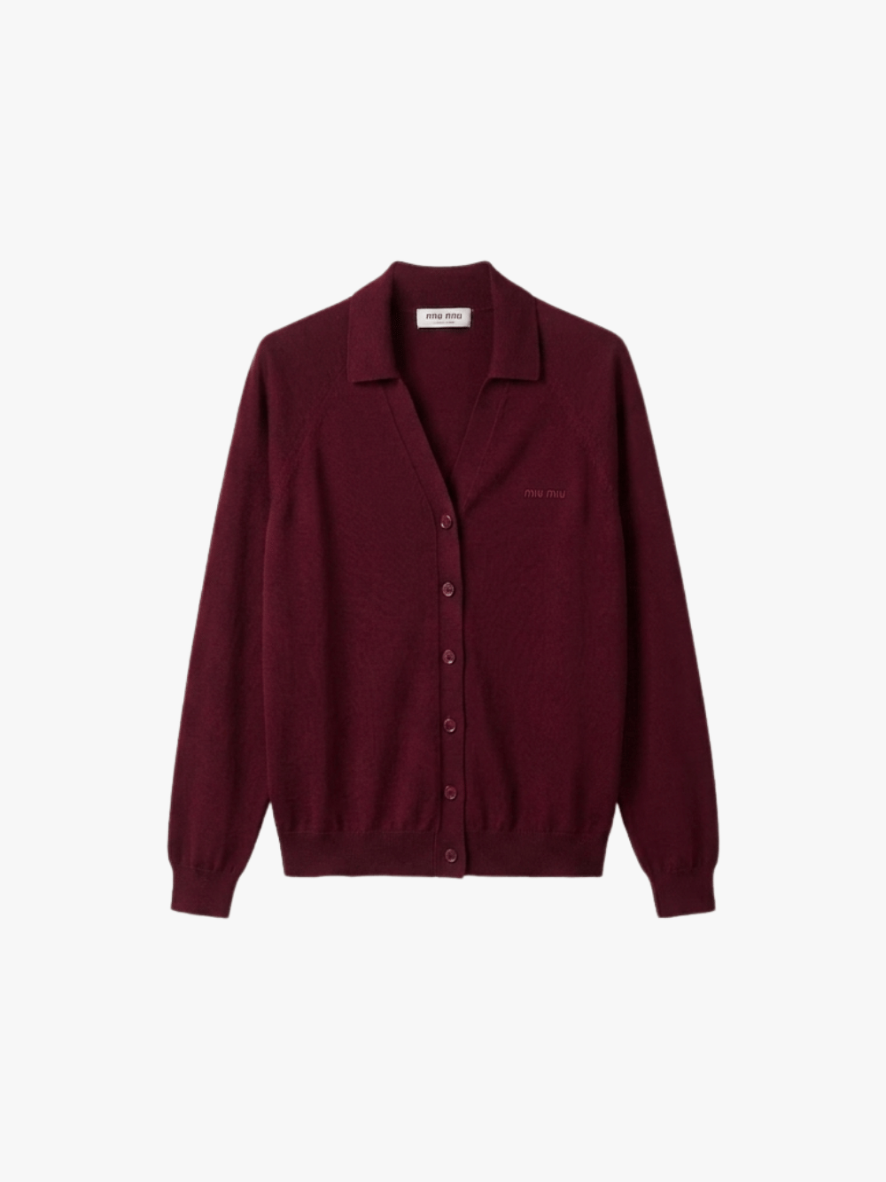 Miu Miu Dark Red Wool Cardigan for Women