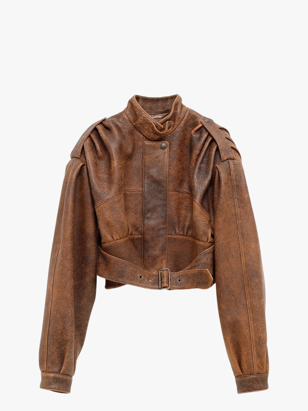 Chloé Belted Leather Jacket Braun Damen
