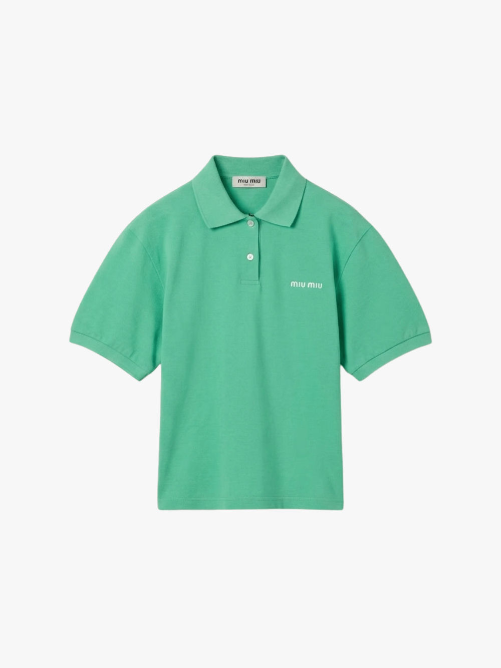 Miu Miu Women's Green Cotton Piqué Polo Shirt