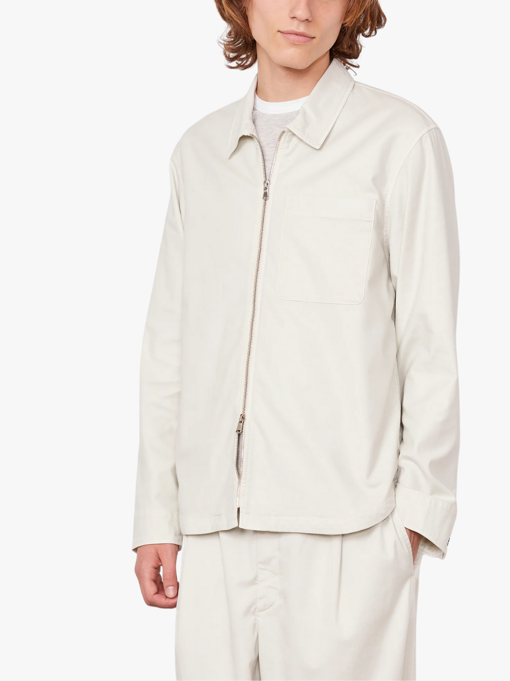 Officine Générale Malo Overshirt Cotton Lyocell Twill Moon Herren