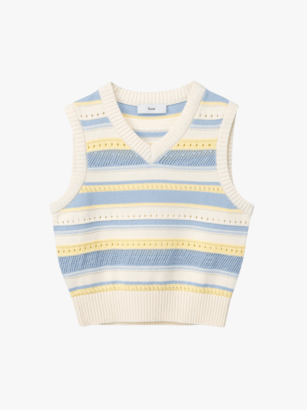 Gestreifte Strickpullover in Gelb/Hellblau von Dunst Herren