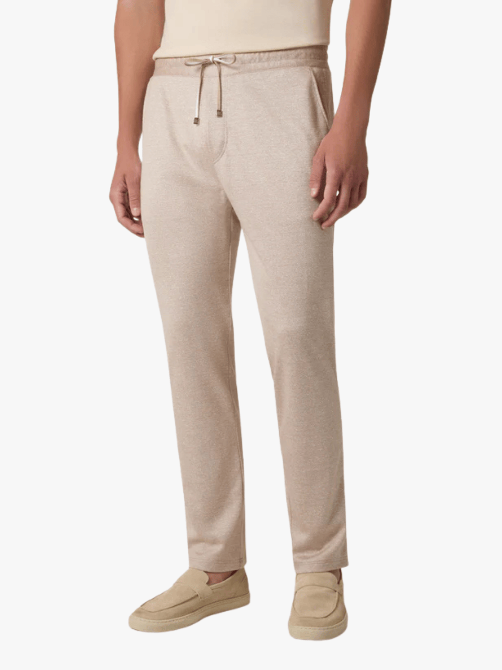 Brett Johnson Linen Silk Cotton Jogger Pants Café au Lait Beige Herren
