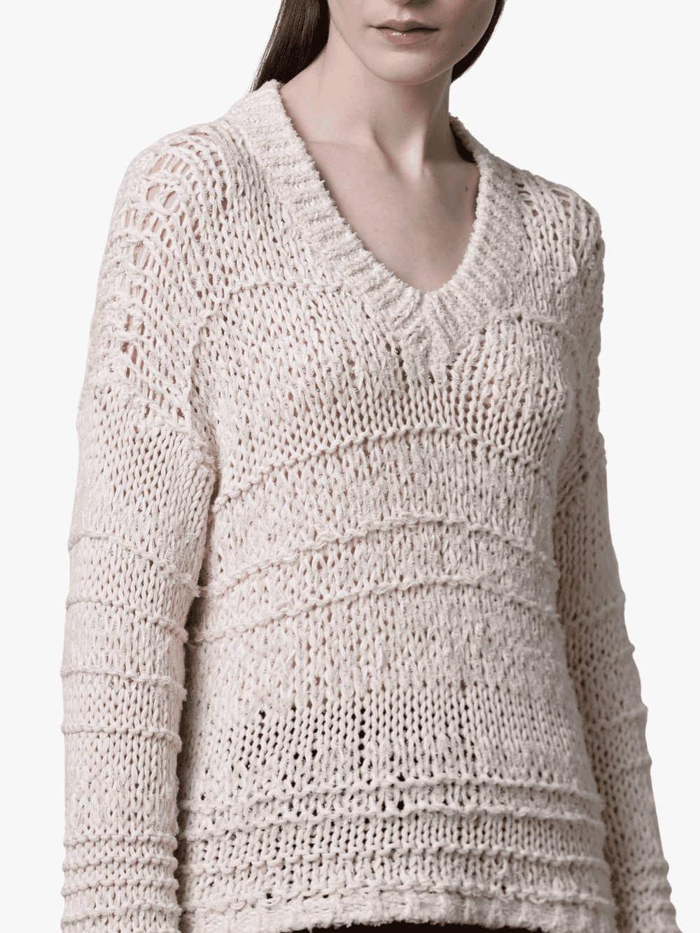 Roberto Collina Mixed-Stitch Sweater Natural Women's Sweater