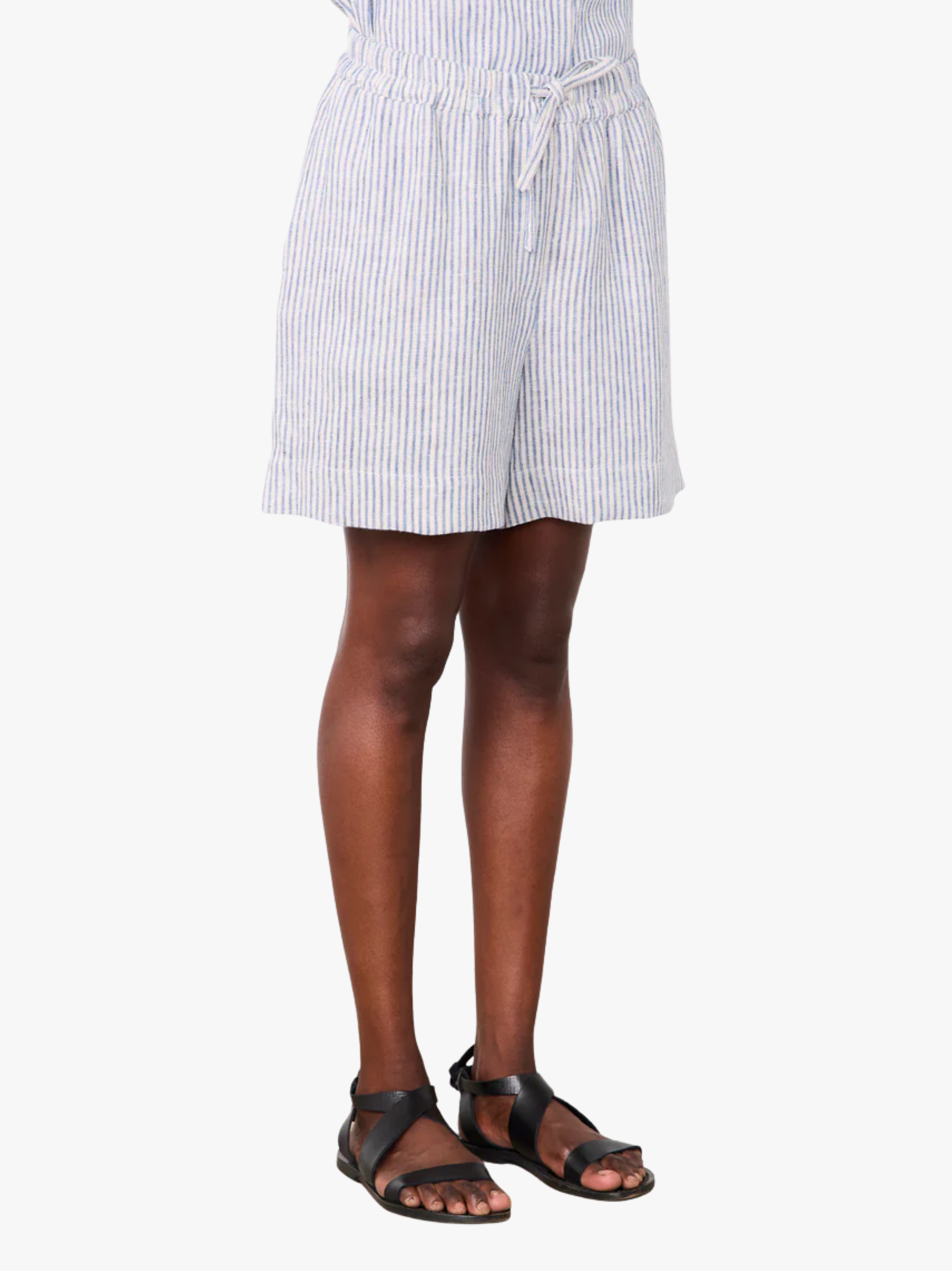 Officine Générale Winona Short Striped Linen Ecru/Midblue Women’s