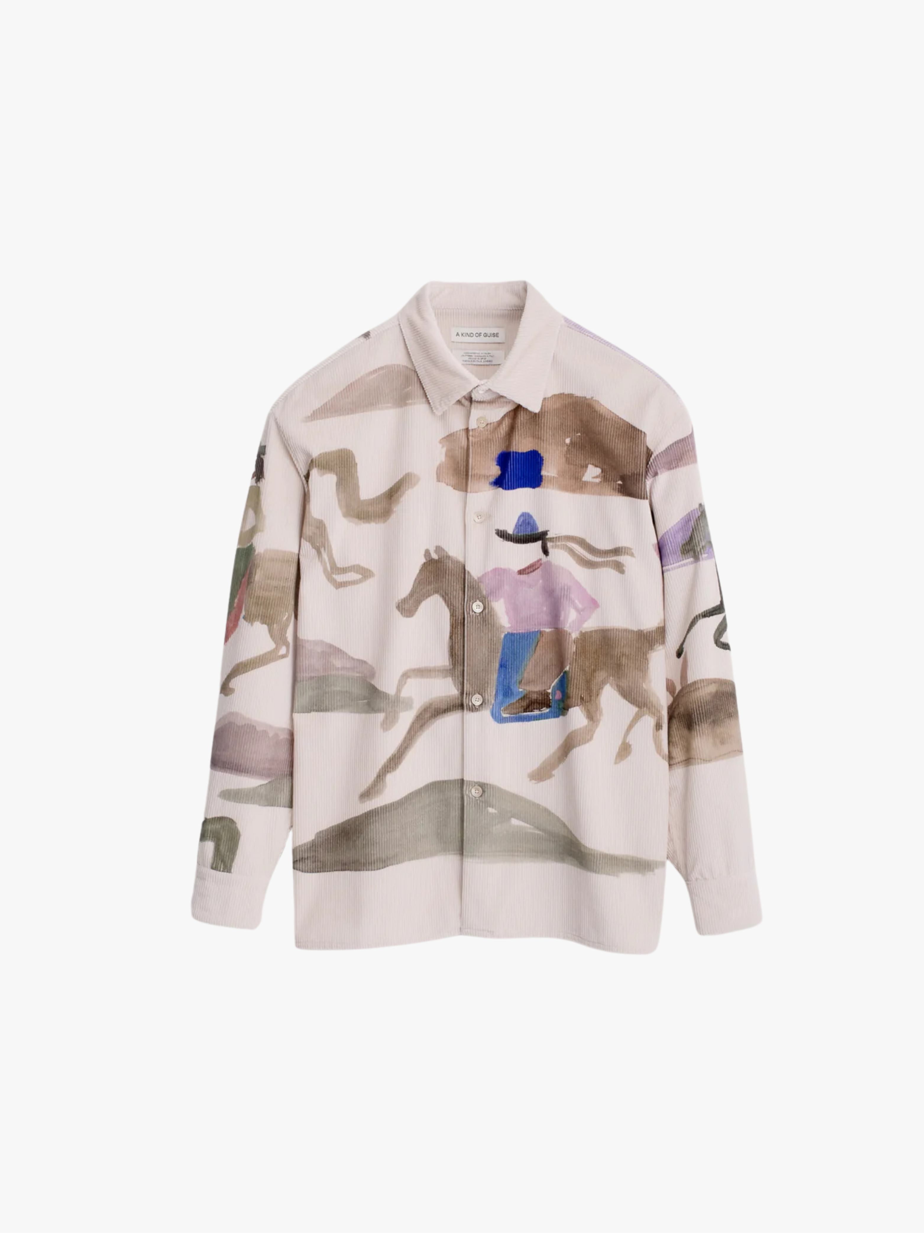 A Kind of Guise Derbin Shirt „Running Horses“ Beige Herren
