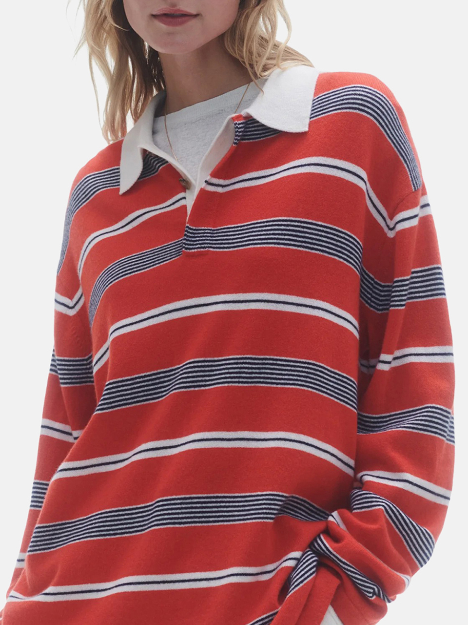 Guest In Residence Gestreiftes Rugby Shirt Rot Damen