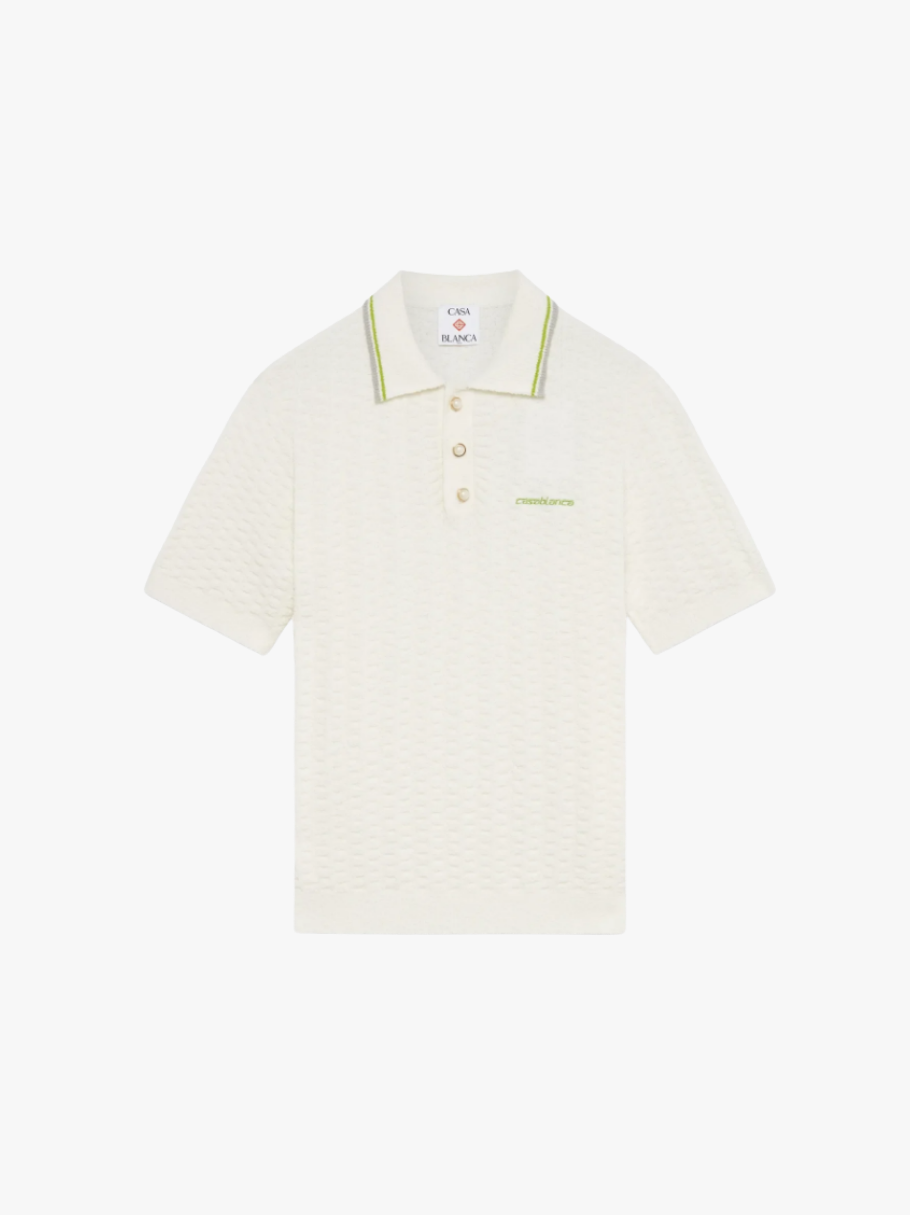 Casablanca Tennis Bouclé Polo Shirt White Men