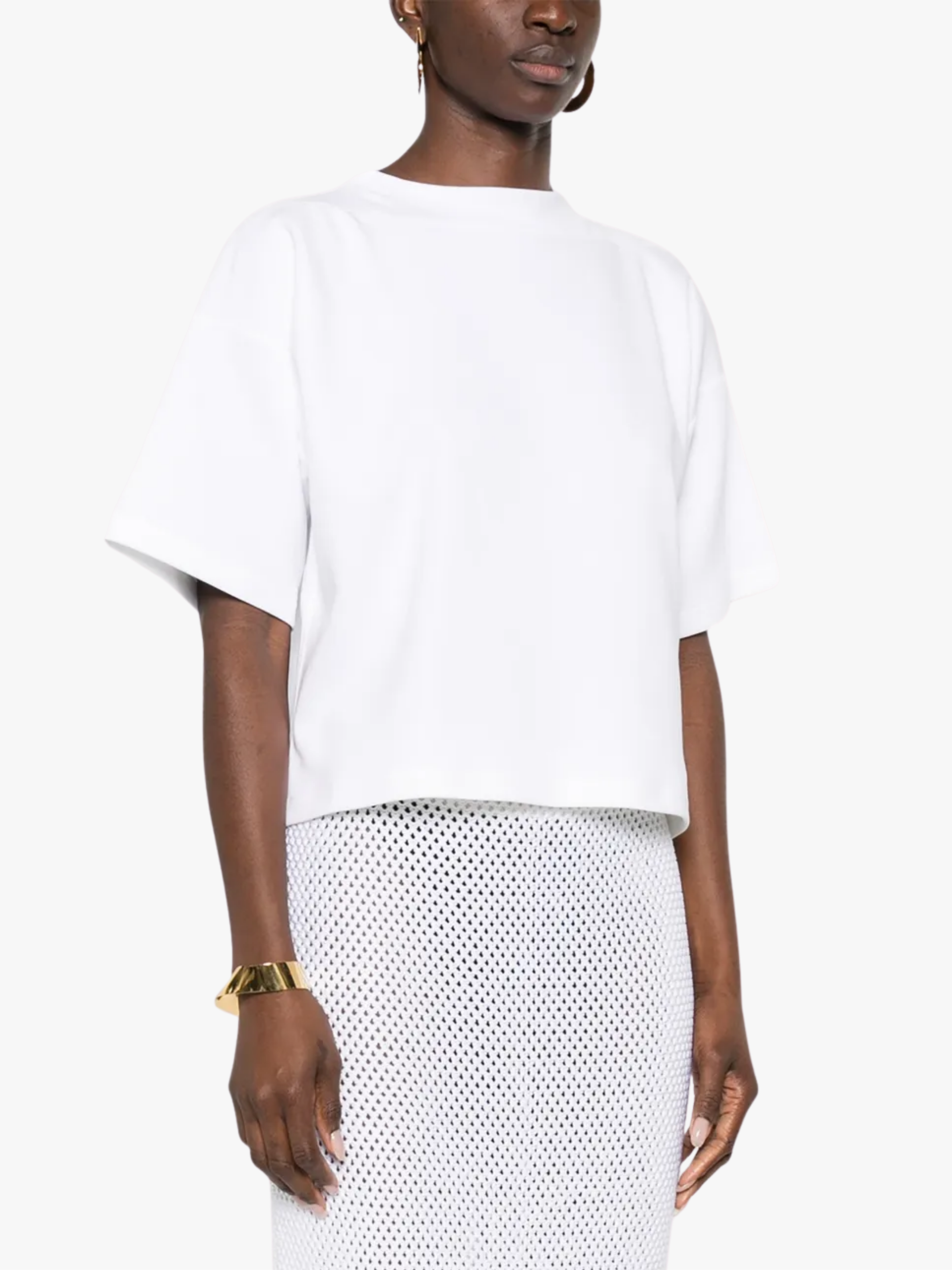 Alaïa Boxy Baumwoll-T-Shirt Weiß Damen