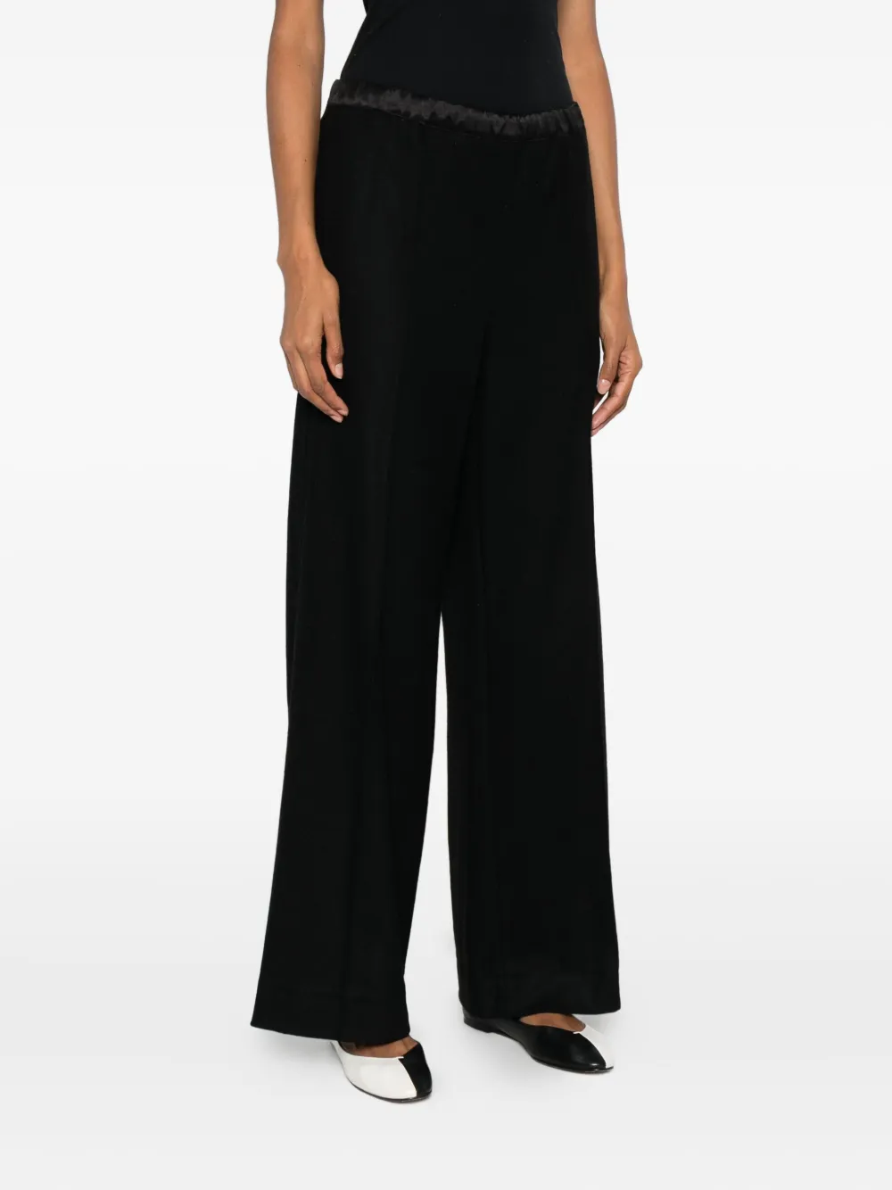 Vince Satin Trim Italian Wool Blend Pull-On Pants Black Women Vince Satin Trim Italian Wool Blend Pull-On Pants Black Women