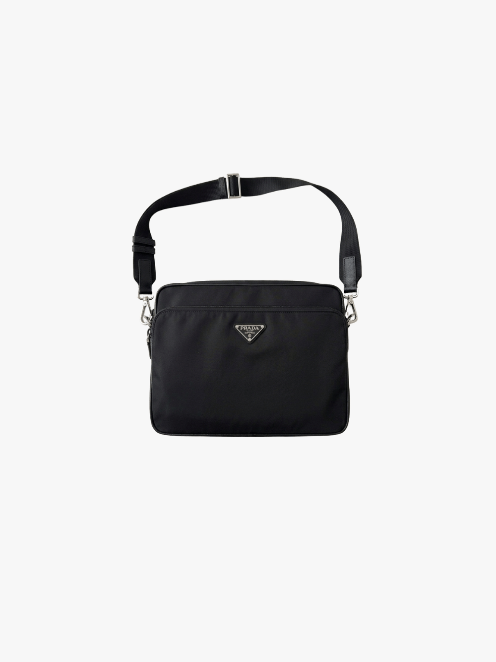 Prada Messenger Bag aus Re-Nylon und Leder Schwarz Herren Umhängetasche