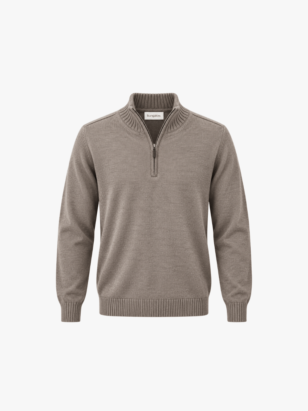 Bungalow Cashmere Zip Pullover Hellbraun Herren