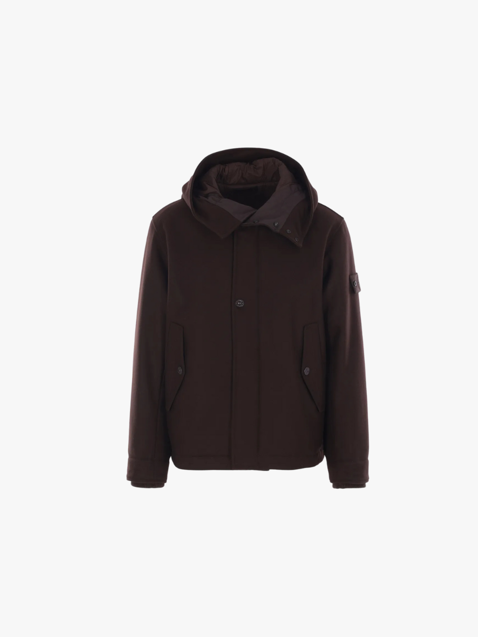 Stone Island Kapuzenmantel mit Knopfverschluss Dunkelbraun Herren Stone Island Kapuzenmantel mit Knopfverschluss Dunkelbraun Herren