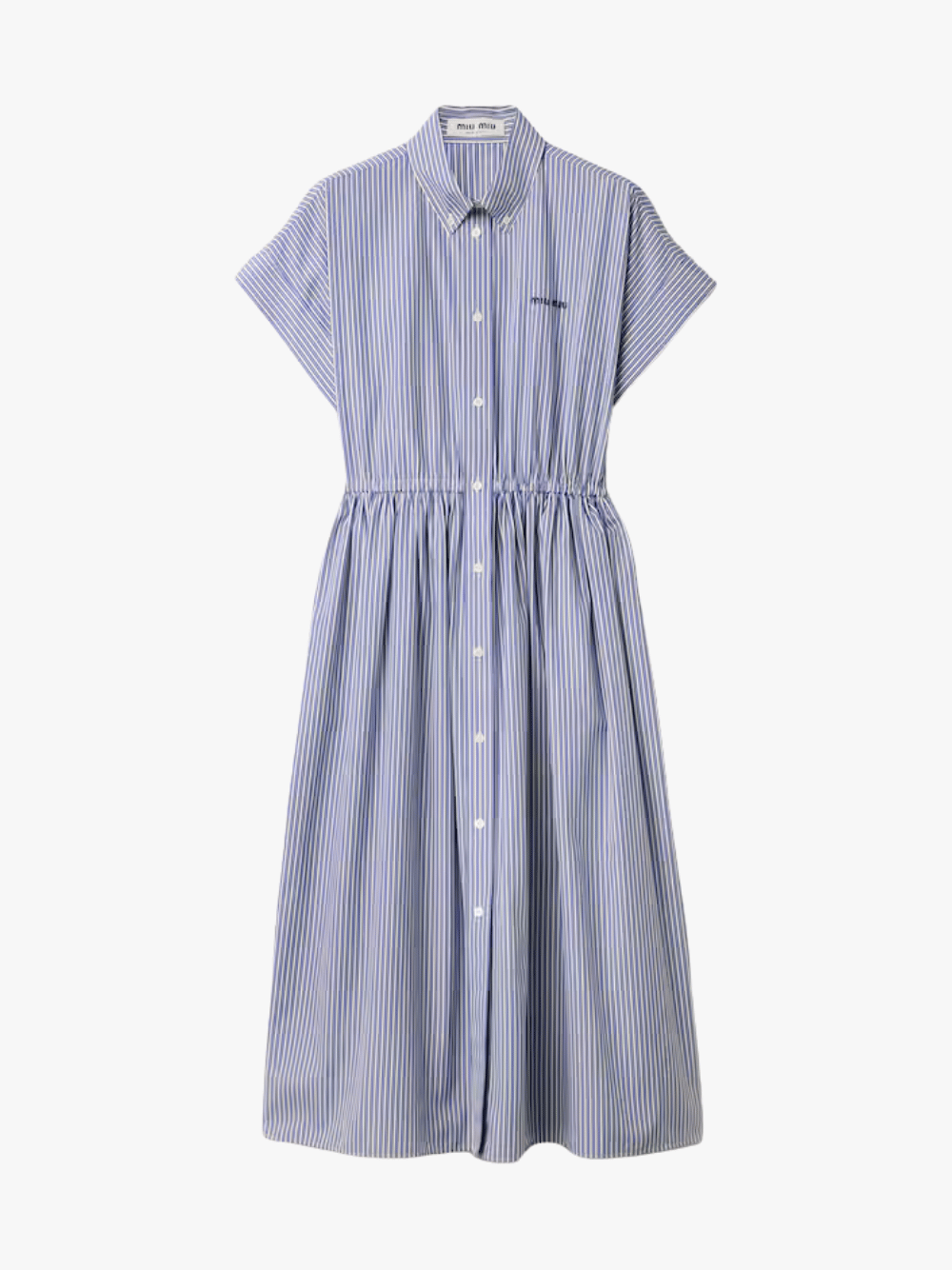 Miu Miu White and Blue Vertical Stripe Midi Dress for Women