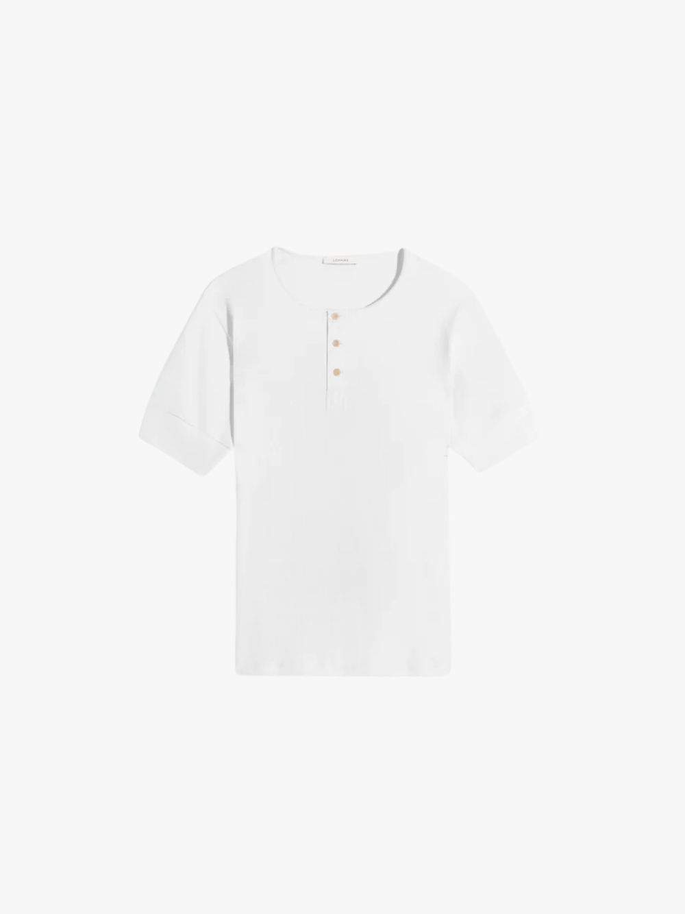 LEMAIRE Rib Henley Top Milk Baumwoll‑Leinen‑Rib Jersey Herren‑T‑Shirt