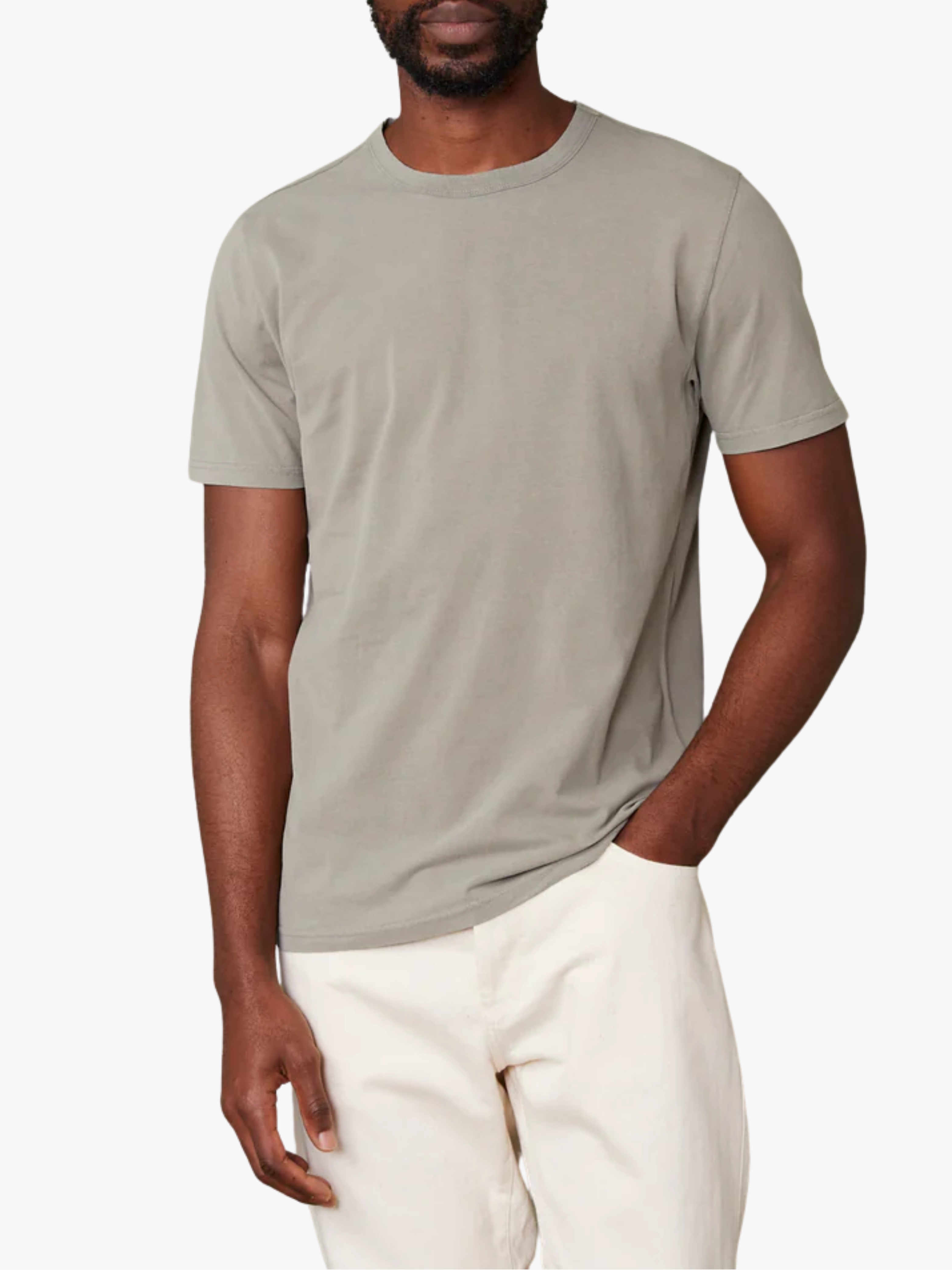 Officine Générale Rundhals-Jersey-T-Shirt in Olivgrün für Herren